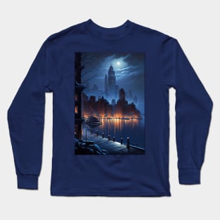 Cityscape at Night - Oil paint Long Sleeve T-Shirt